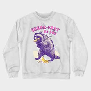 Raccoon MEME | I'm Fast As Fuck Boi | Fast AF Boy | Walking Raccoon Eating Toast Crewneck Sweatshirt